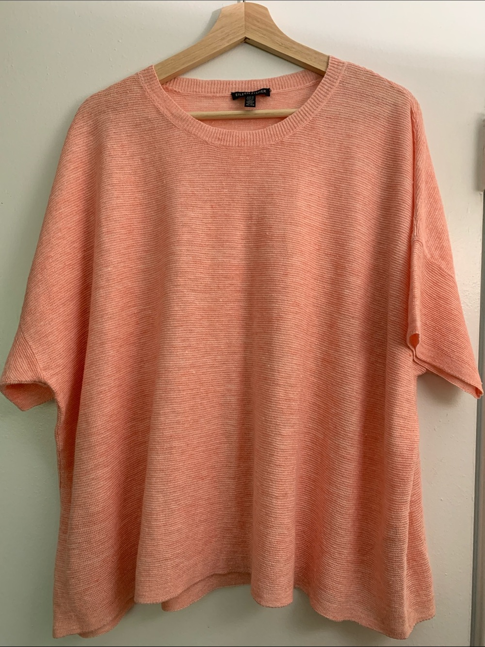 Eileen Fisher Peach Knit Crewneck Top XL 100 percent organic linen. New. - Picture 6 of 9